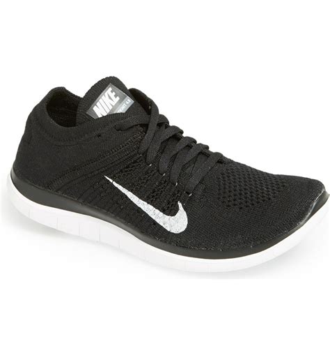 nike womens free 4 0 flyknit running shoe black white 